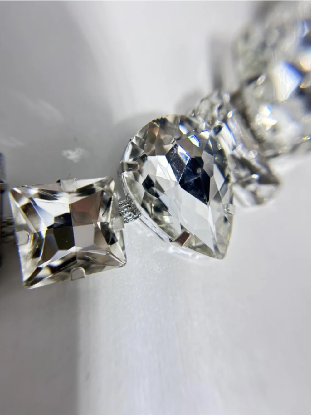 Necklace Silver Tone Crystal Bib Statement Collar Clear Fashion Lobster Clasp